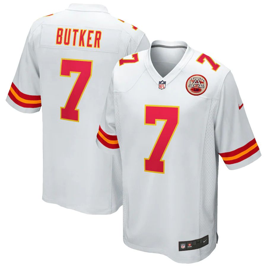 Men Kansas City Chiefs 7 Harrison Butker Nike White Game NFL Jersey